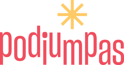 Logo van PodiumPas, met de tekst 'PodiumPas' in rood en een gele ster hierboven.