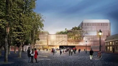 Digitale render van nieuwbouw theater aan de parade
